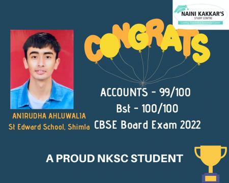 Anirudha Ahluwalia scored 100% marks in Business studies and 99% marks in Accounts in CBSE Boards 2022